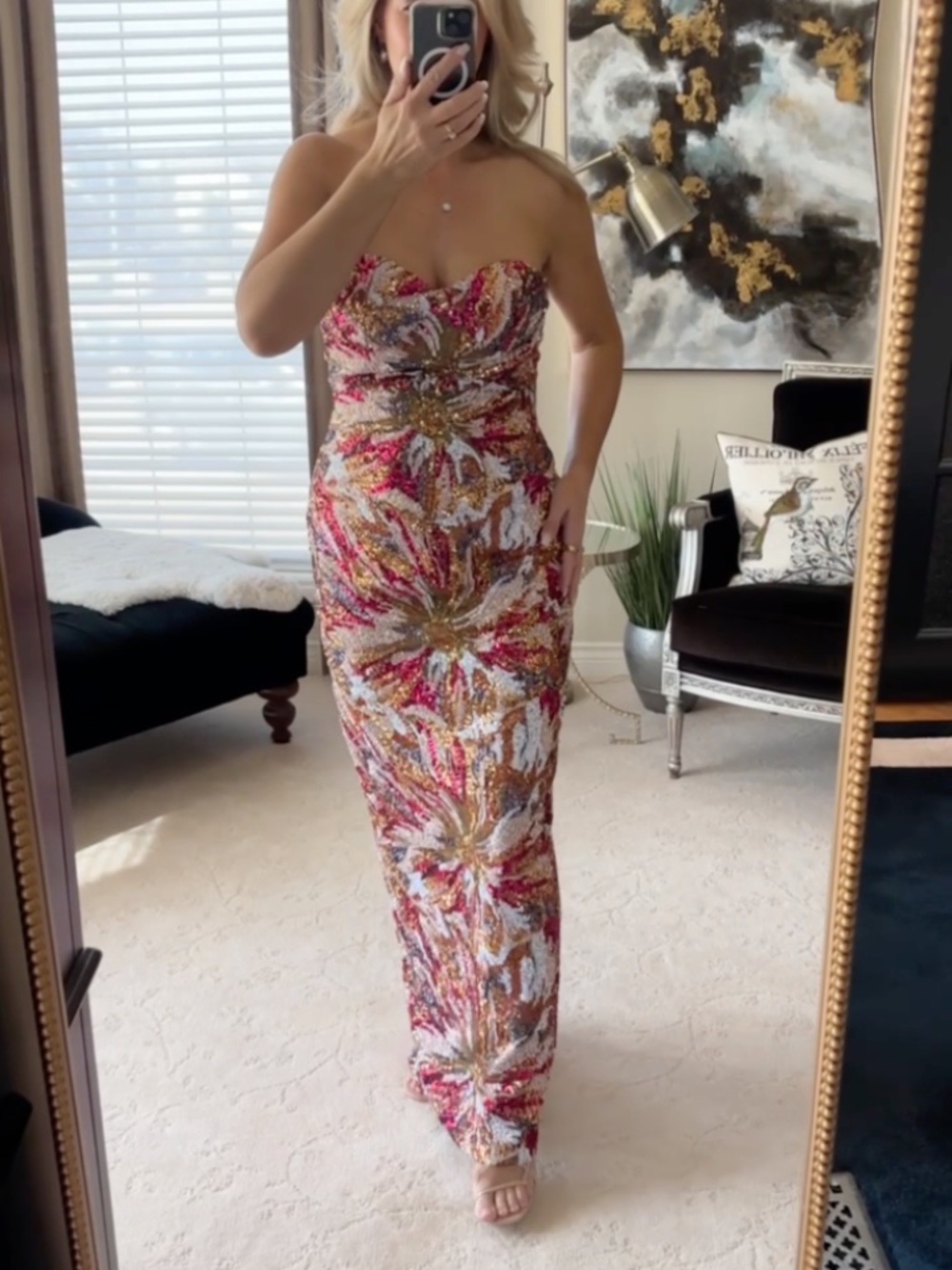 NWT - Bella Barnett Locia Strapless Sequins Maxi dress